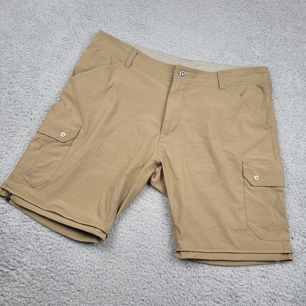 Kuhl Mens Khaki Hiking Convertible Zip Off Cargo Shorts No Legs‎